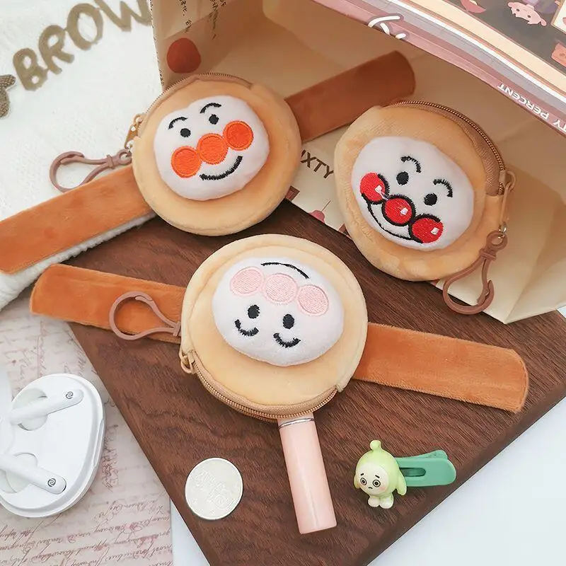 

Anpanman Snap Bracelet Plush Wrist Coin Purse Headphone Clutter Storage Bag Can Hang Backpack Keychain Cute Decorative Pendant