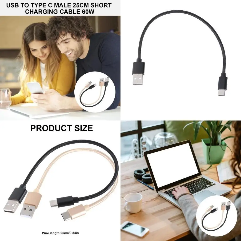 

31BA 25CM USB TypeC Charging Cable, 60W 480Mbps Quick Data Transfer Nylon Cord