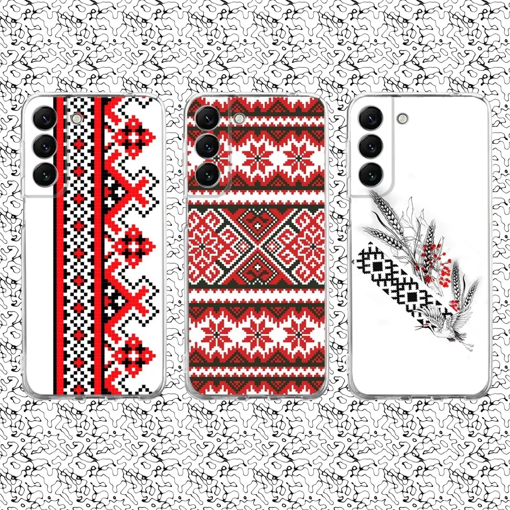 Ukraine Ornament Pattern Phone Case Silicone For Samsung S30,S23,21,22,20 Ultra,S20 FE lite,S10,9,PIus Note20ultra Cover Clear