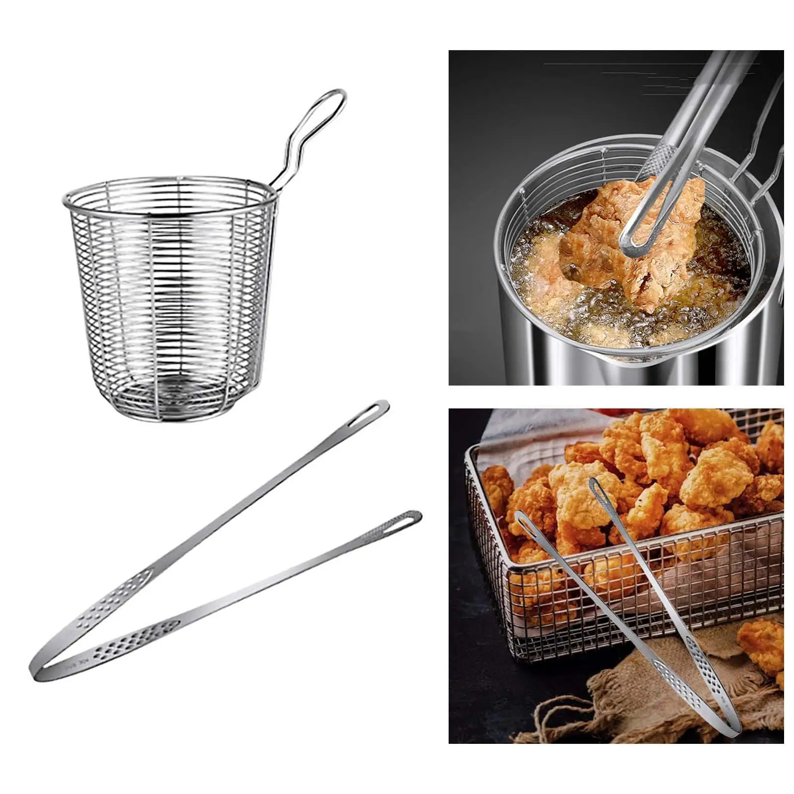 Mini Frying Basket, Round Mesh Strainer, Practical Easy to Clean Sturdy Food