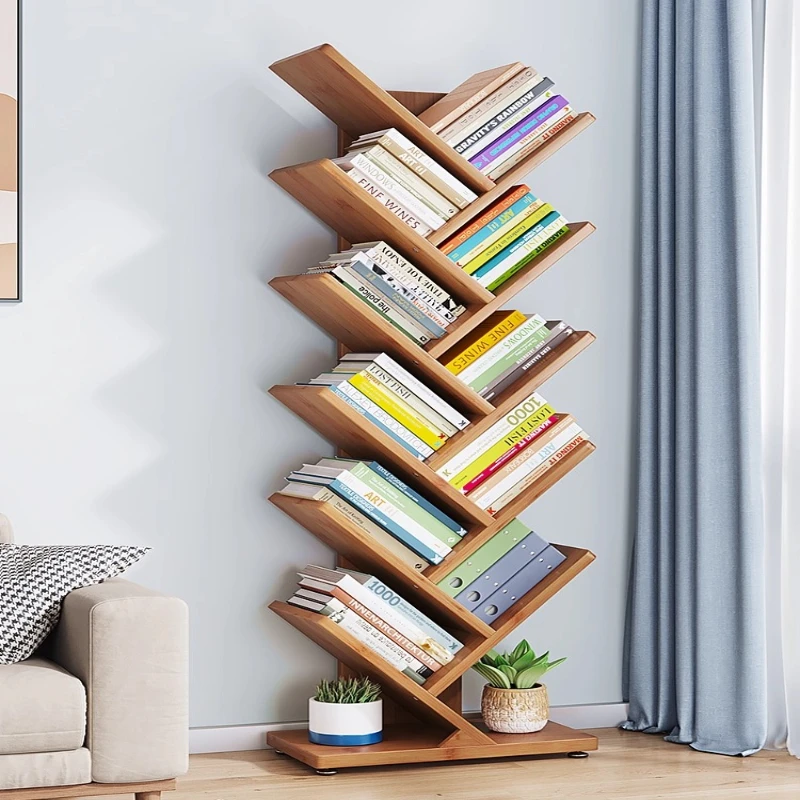 

Children's bookshelf Floor standing storage corner tree shaped bookshelf Bamboo Simple Multi story Living Room estantería