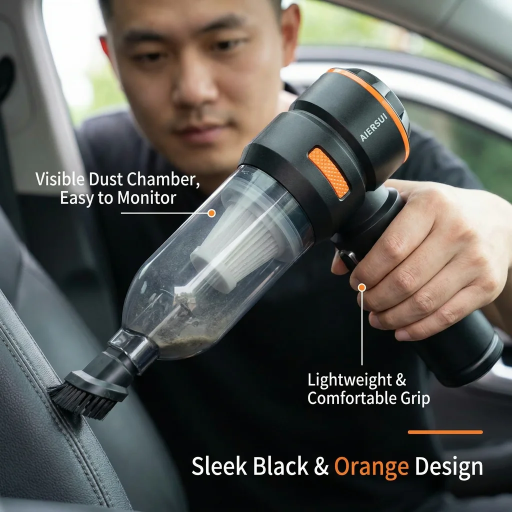 AIERSUI Car Vacuum Cleaner Handheld Portable Strong Suction  Lightweight Dust Buster for Car Seats & Interior Cleaning