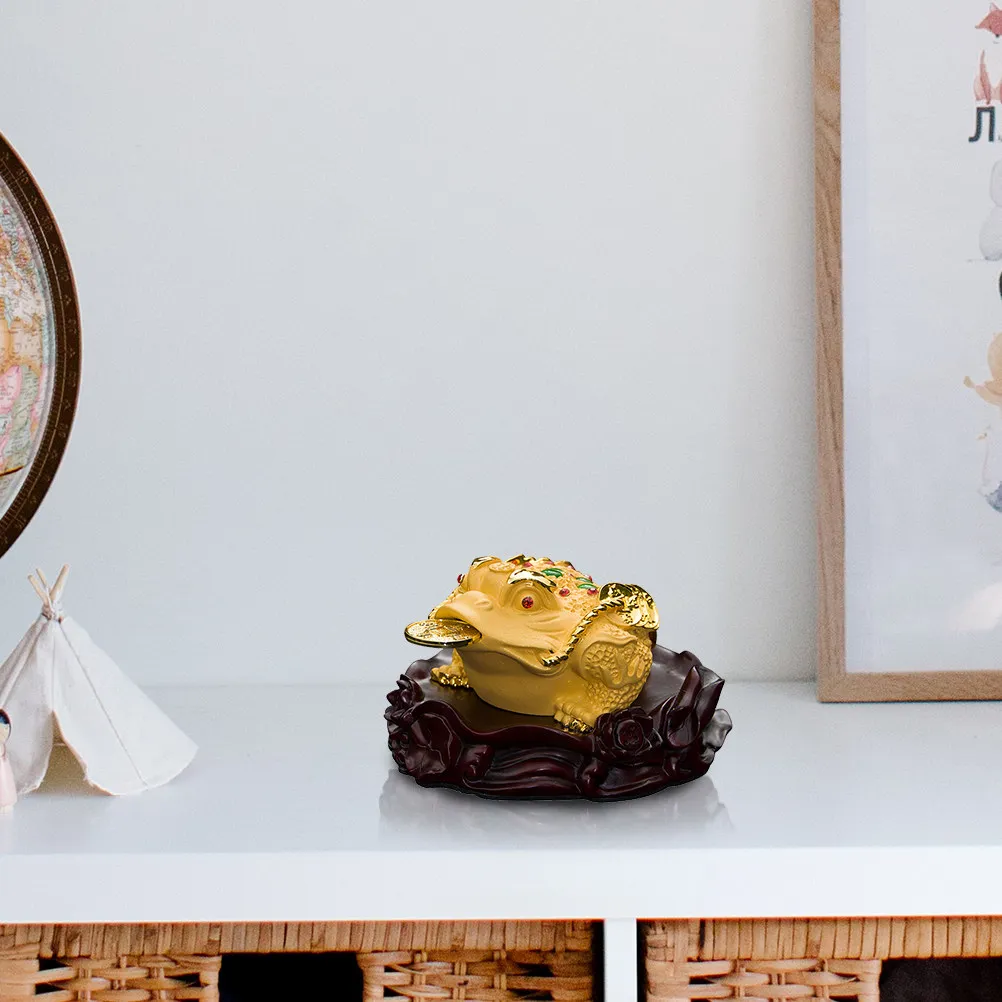 Toad Shaped Adornment Resin Material Home Office Car Interior Decor Wealth Prosperity Symbol Meticulously Texture