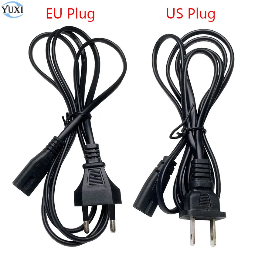 

YuXi 1M Black 2pin EU US Power Extension Cord European IEC Figure 8 AC Power Cable For PS4 PS3 Xbox One S