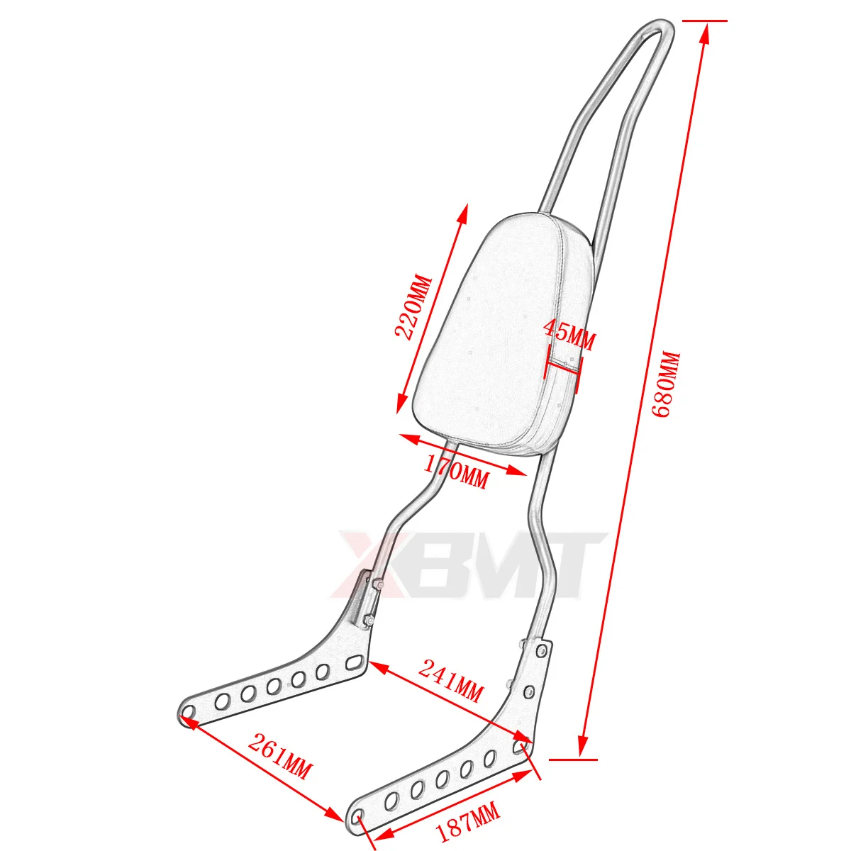 Motorcycle Backrest Sissy Bar For Harley Street Bob 114 FXBBS Softail Slim FLSL Heritage Classic FLHC 2018-2023