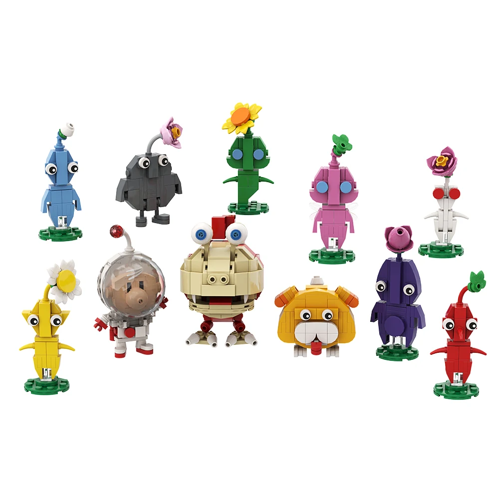 MOC Pikmined jeu Figure bloc de construction modèle Mini plante mignonne homme modèle briques figurines d'action bricolage modèles ensembles enfants cadeaux d'anniversaire