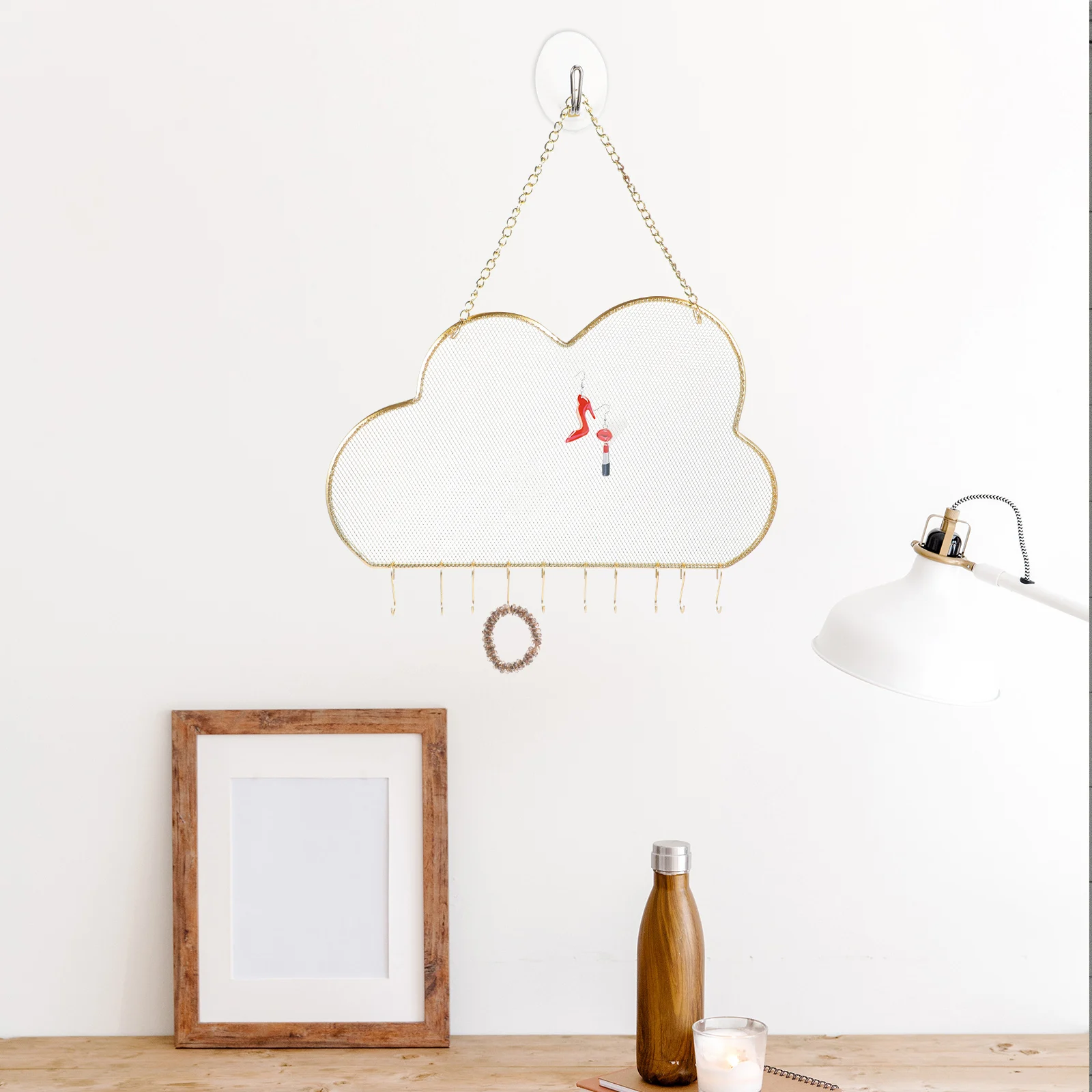 

Cloud Shaped Iron Grid Wall Hanging Jewelry ganizer Earring Holder Necklace Display Rack Home Decor Storage Solution