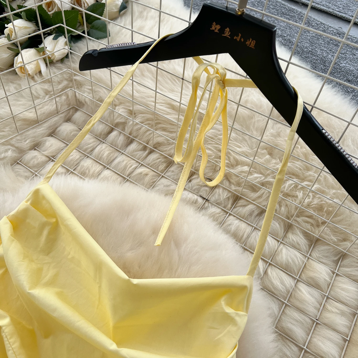 Chic Sexy swinging collar halter sleeveless Ruched Fairy A-line loose Summer  Women Boho Sundress  women clothing