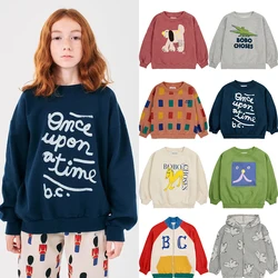 Child Sweatshirts 2024 Autumn Collection New Boys and Girls Round Neck Pullover Printed Tops Baby Warm Clothes