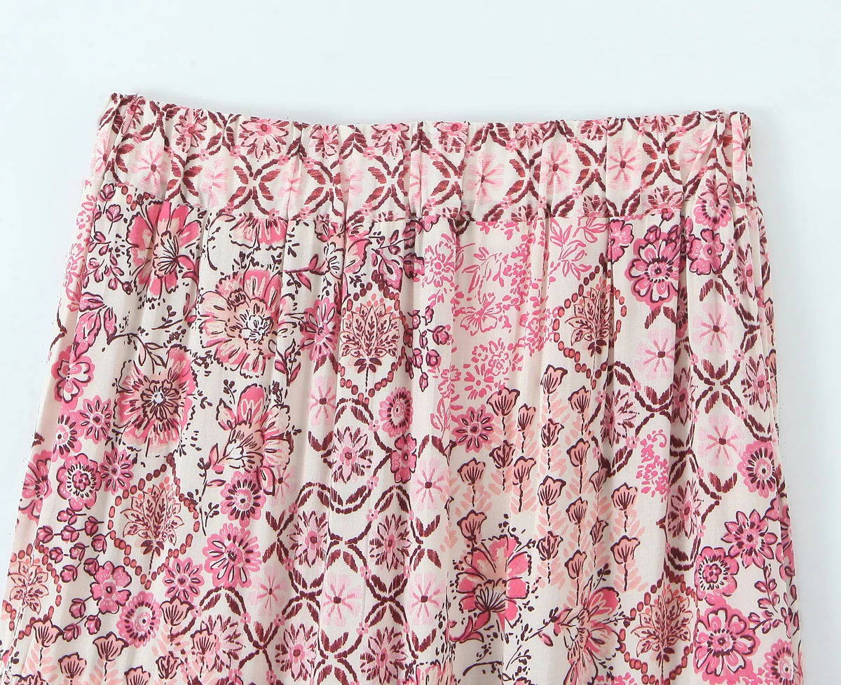 Gonna lunga a trapezio a vita alta con stampa floreale da donna alla moda Gonna femminile elegante in stile francese versatile