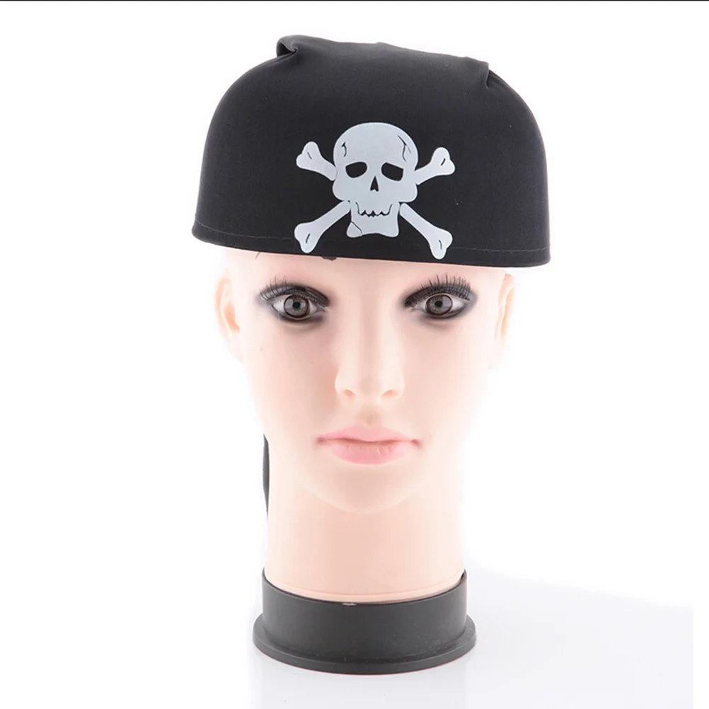 

Skull Print Pirate Cap Halloween Costume Accessory for Adults Kids Unisex Role Play Party Outfit Vest Shirt Attached Design