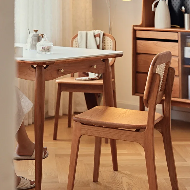 Japanese-style log solid wood dining chair home dining table learning office chair