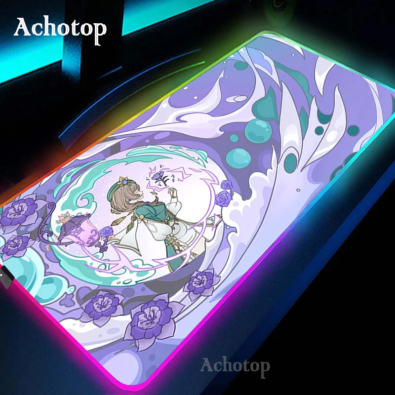 RGB Anime Mouse Pad Genshin Impact Table Mat 900x400 Desk Mats LED Lighting Laptop Kawaii Mousepad XXL Aesthetic Rug Backlight