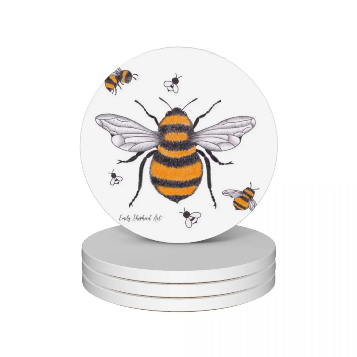

Bee Ceramic Coasters (Set of 4) tea cup holders kawaii Coasters