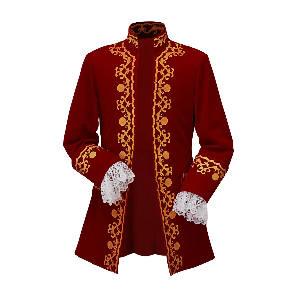 

Men's 18th Century Colonial Military Tailcoat Medieval Victorian Regency Royal Court Jacket Bridegroom Red Wedding Uniform