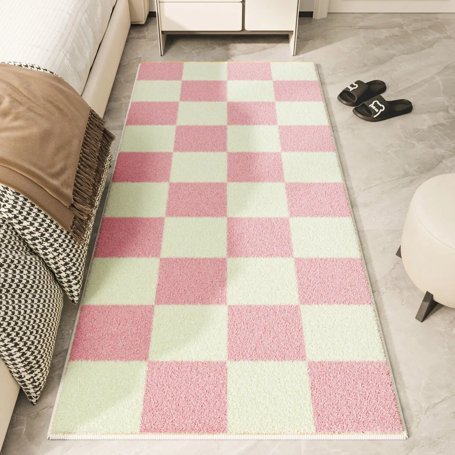 VIKAMA الدوبامين مخطط السجاد غرفة الديكور لينة غرفة نوم السرير البساط غرفة المعيشة وسادة أريكة الشتاء الديكور