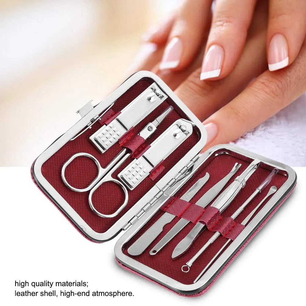 8 Pcs Nail Clippers Set,Stainless Steel Fingernail Toenail Cutter Clippers Portable Professional Pedicure Set Nail Scissors Kit