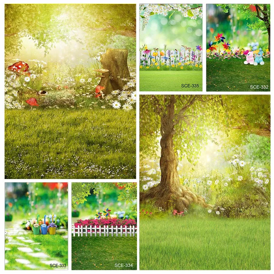 Spring Easter Backdrop Sunny Day Meadow Flowers Colorful Eggs Photography Background for Kids Children Baby Shower Party