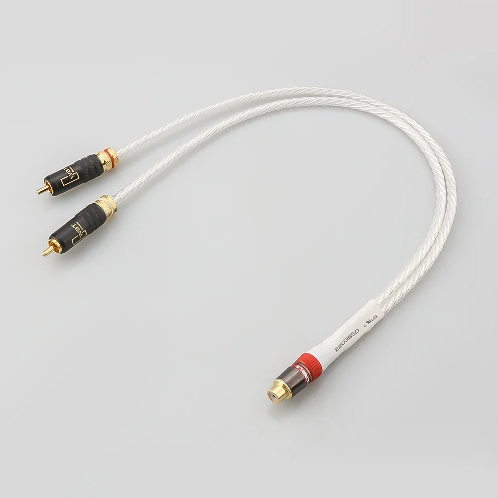 HiFi Audio odin Silver plated Cable 2 RCA Male To 1 RCA Female Y Splitter Cable For Amplifier Speaker Audio Subwoofer Adapter