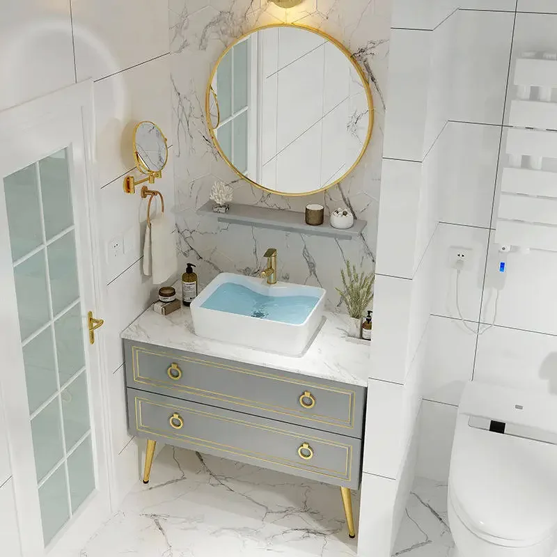 Nordic oak light luxury washbasin combination small apartment smart washbasin
