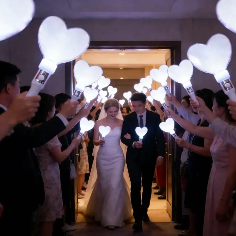 20Pcs Star Heart Round Shapes LED Handheld Glow Sticks, Luminous Neon Fairy Wands, Novelty Party Gifts & Atmosphere Decor, Ideal For Night Wedding, Concert, Valentine's Day, Holiday Celebration, Singles Carnival And All Adult Themed Parties