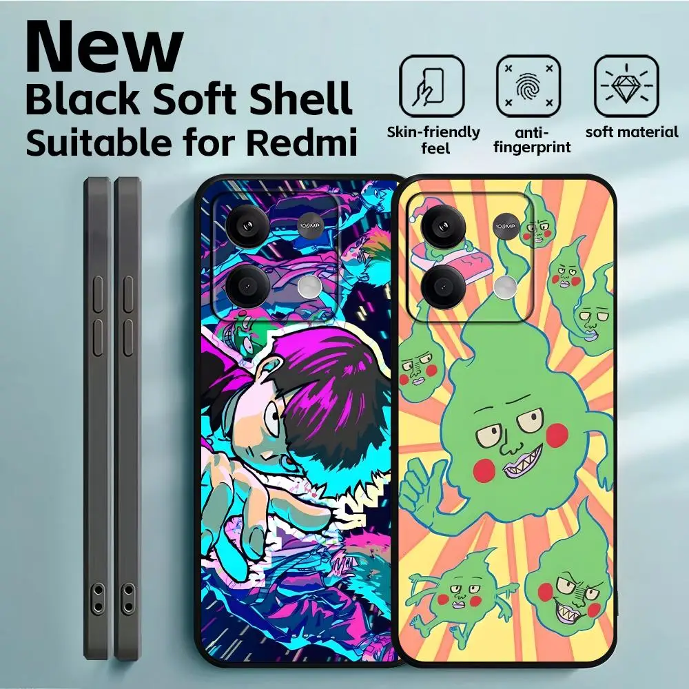 Чехол для телефона Anime Mob Psycho 100 для Redmi Note 14 13 12 11 Pro Plus S 5G 14C A3, мягкий черный чехол для телефона