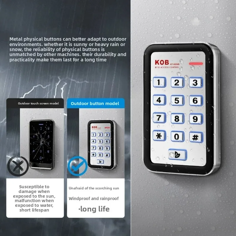 KOB Outdoor Fingerprint Access Control Integrated Machine Card Swiping Password Exposed/concealed Embedded Metal Reading Head