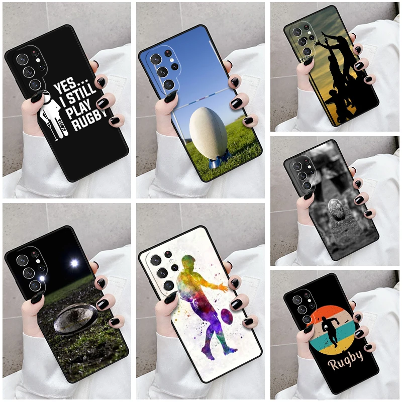 Phone Case For Samsung Galaxy S24 S23 S21fe S22 Ultra Plus Note 10 20 S8 S9 S10 Cover Rugby