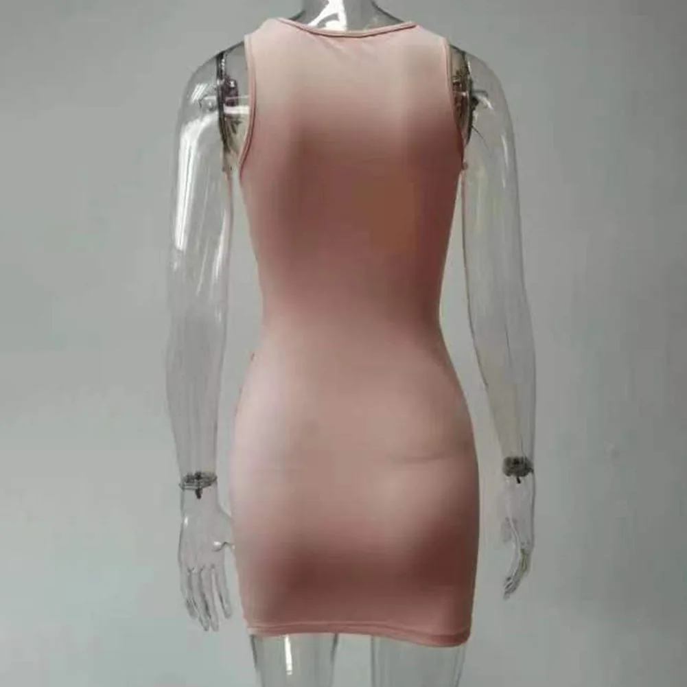 

Sleeveless Pleated Bodycon Short Dress for Women with Hollow Out Accents Made of 70% Polyester 30% Spandex for All Seasons