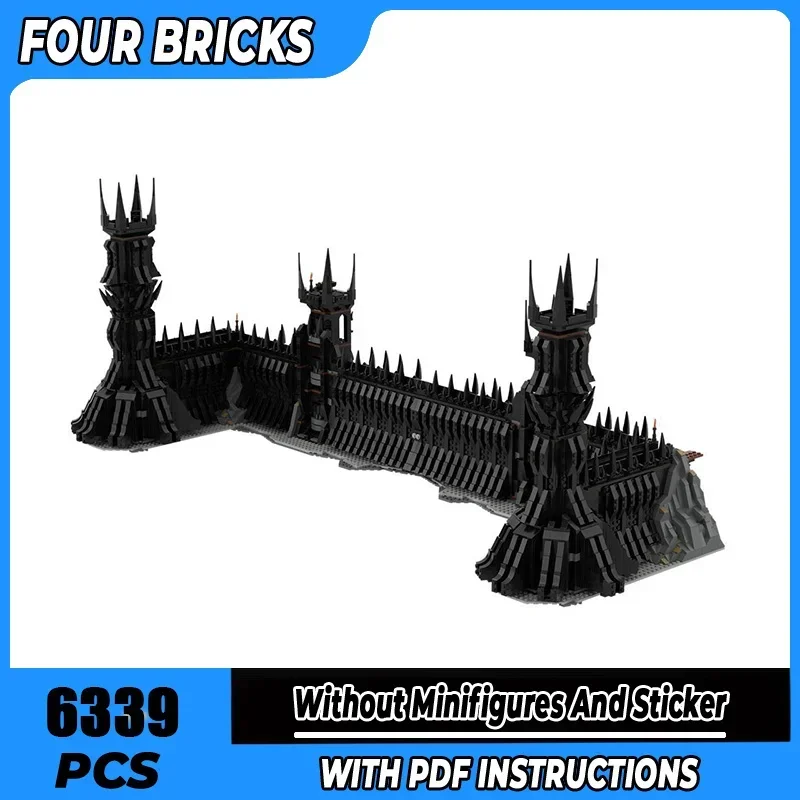 

Magical Rings Movie Moc Building Block UCS Black Gate Model Technology Brick DIY Assembly Castle Street View Toys Children Gifts