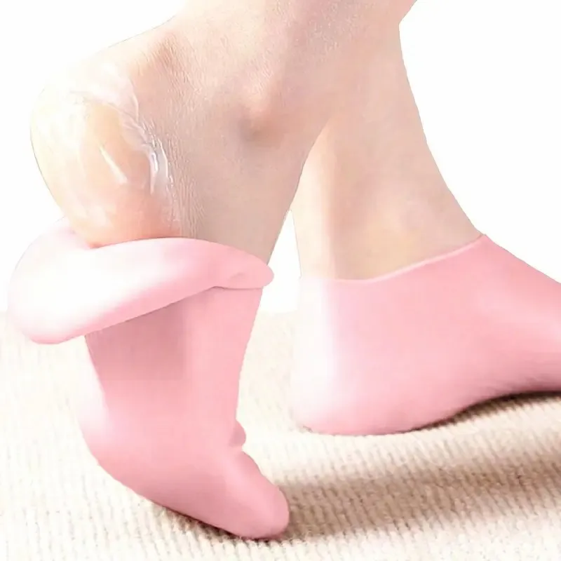 1 par de calcetines de silicona para pies secos y agrietados para mujer, disponibles en varios colores para hidratar los pies agrietados