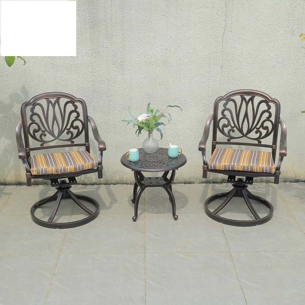 Leisure outdoor tables and chairs courtyard balcony cast aluminum swivel chair European-style villa outdoor garden