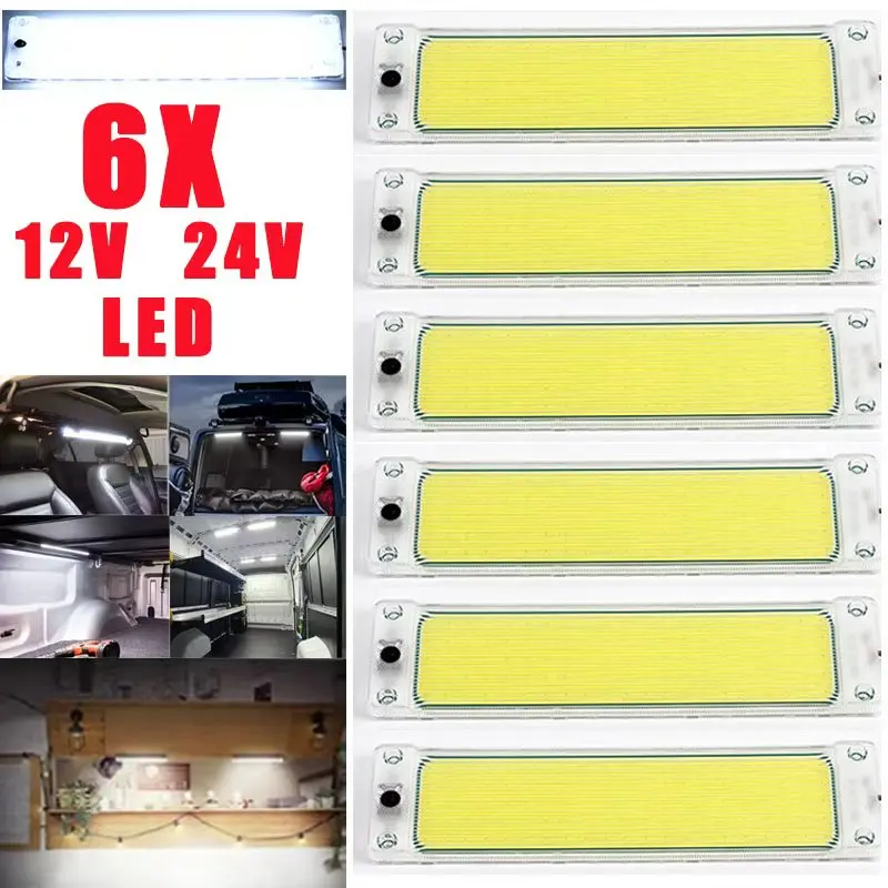 

6 шт. Cob Led 12 В 24 В панельная купольная лампа авто интерьер автомобиля освещение таблички для чтения потолок на крыше интерьер проводная лампа для фургона грузовика