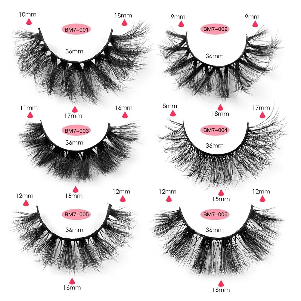 7 Pairs/box 3D Fluffy Fake Mink Hair Eyelashes Natural Thick False Eyelashes Exaggerated Dramatic Makeup Tool Women