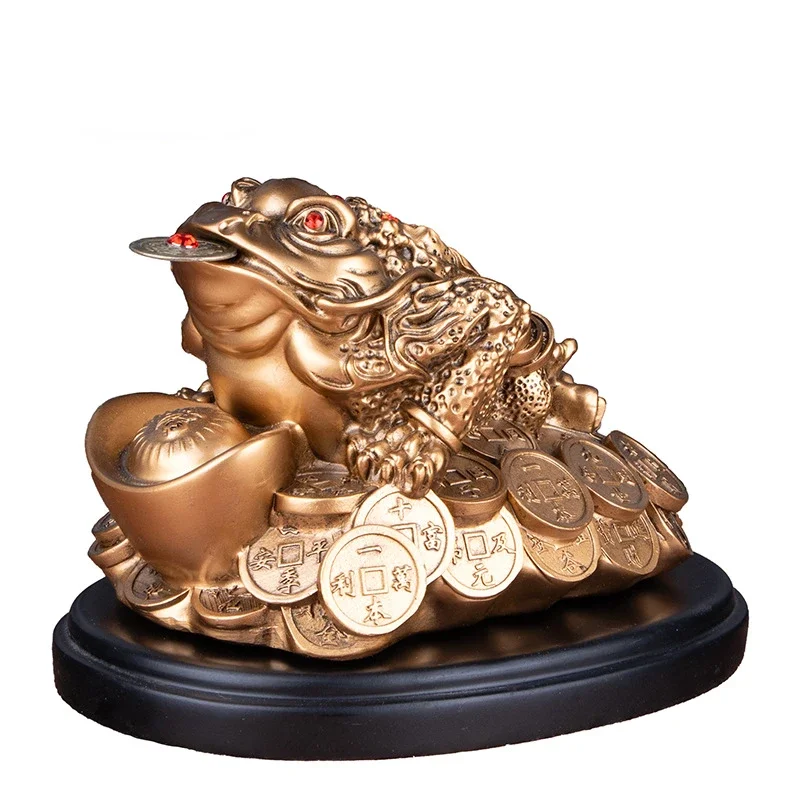 Feng Shui Toad Money LUCKY Fortune Wealth Chinese Golden Frog Toad Coin Home Office Decoration ornamenti da tavolo regali fortunati