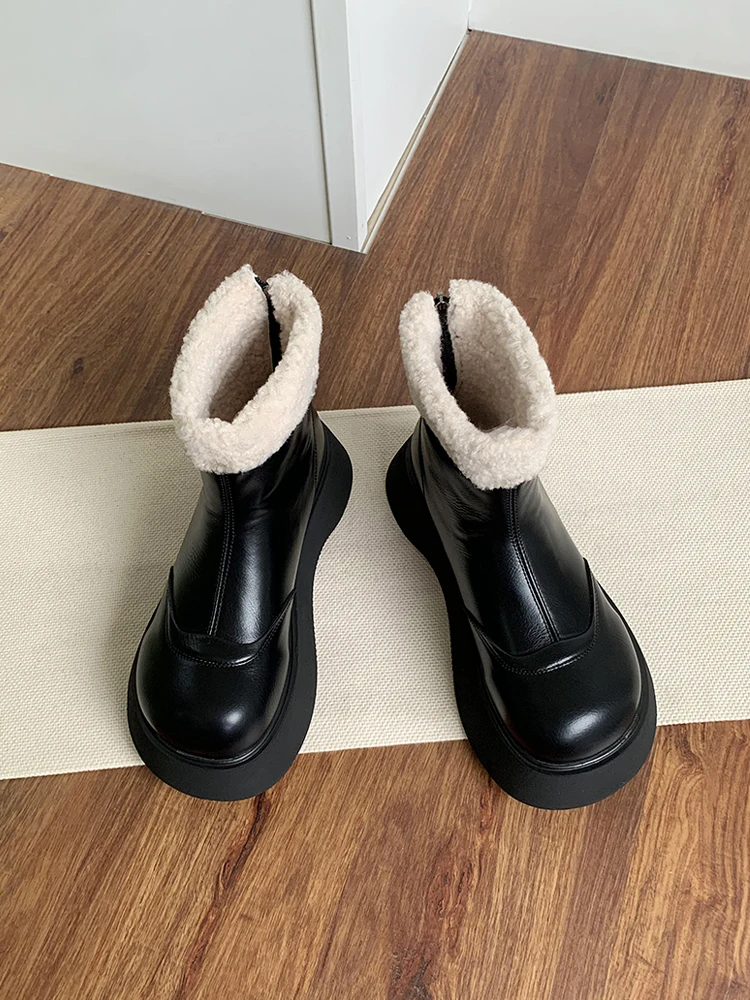 

Fce Lined Boots Winter Warm Snow Boots Women Thi Bot Cotton oes 2025 Sli ort Retro Big Head Boots