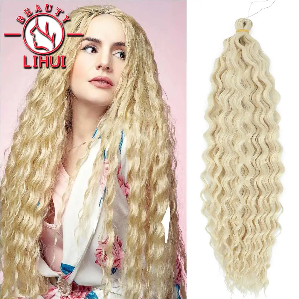 

22" Synthetic Braids Ocean Wave Afro Curls Braiding Hair Extension Crochet Hair Deep Water Wave Bundles Synthetic Hair Weaving