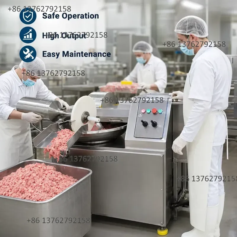 【2026】 Large Capacity Stainless Steel Blade Automatic Bowl Cutter Meat Mixer 5.1KW Power for High Volume Sausage Hot Dog Meat