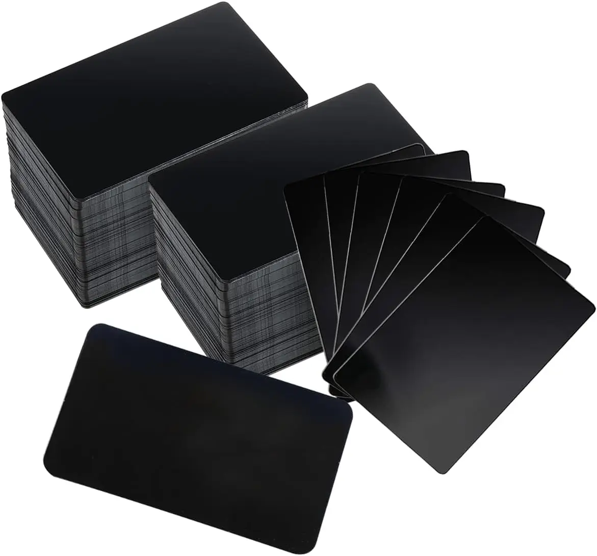 100PCS Metal Business Card 0.21mm Thickness Aluminum Metal Blanks Cards for Laser Engraving Home Office Customer DIY Name Card