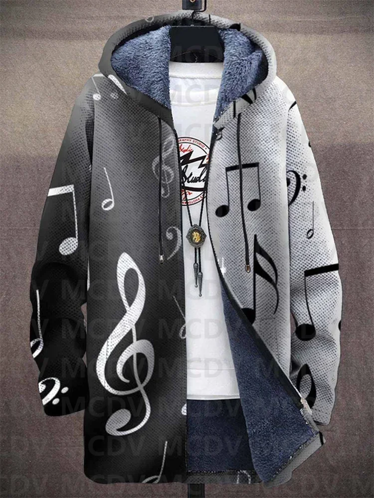 

Unisex Retro Art Print Plush Thick Long-Sleeved Sweater Coat Cardigan Warm Jacket