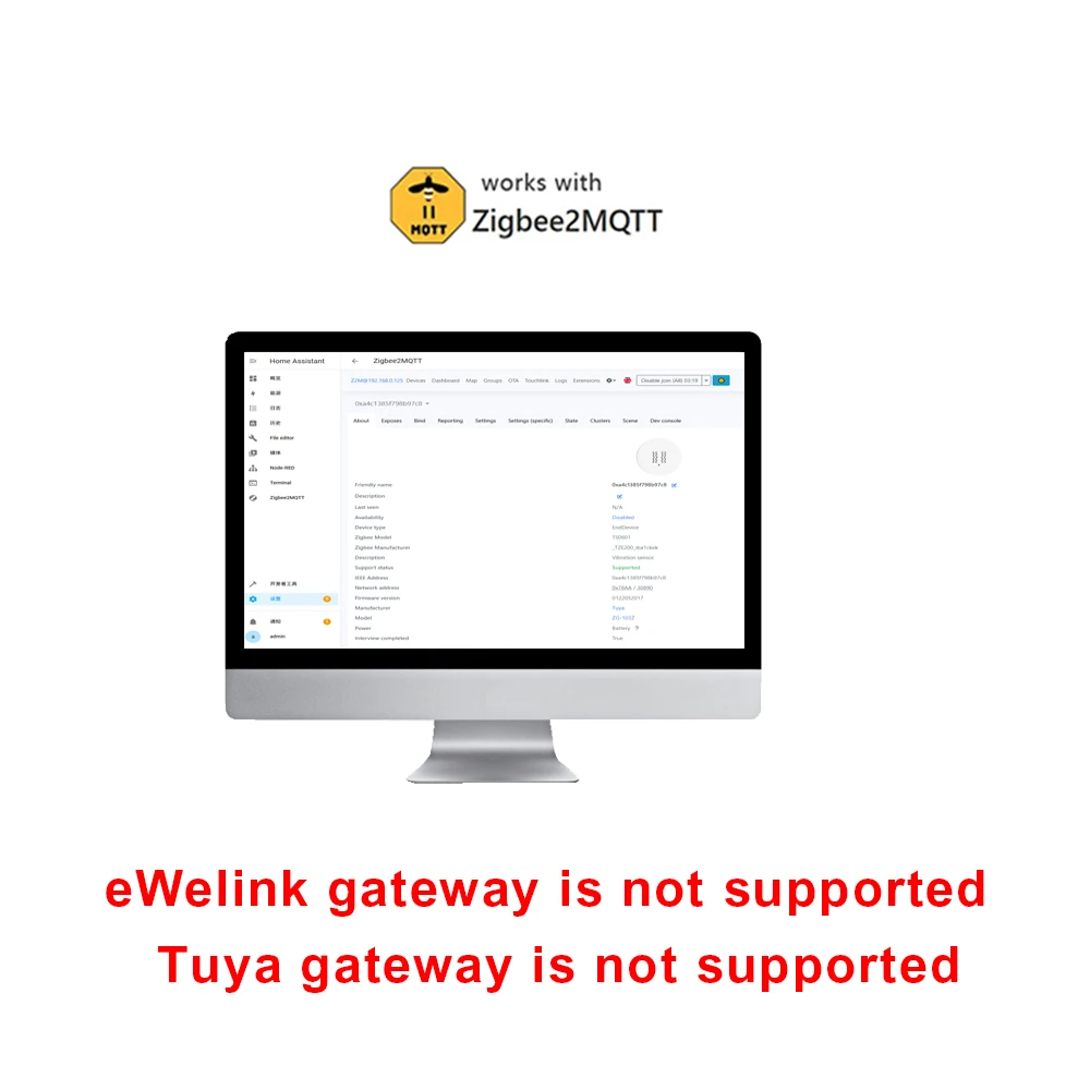 Smart Zigbee Vibration Tilt Sensor Real Time Monitoring Door Window Detection Alarm Home Security Protection Support Zigbee2MQTT