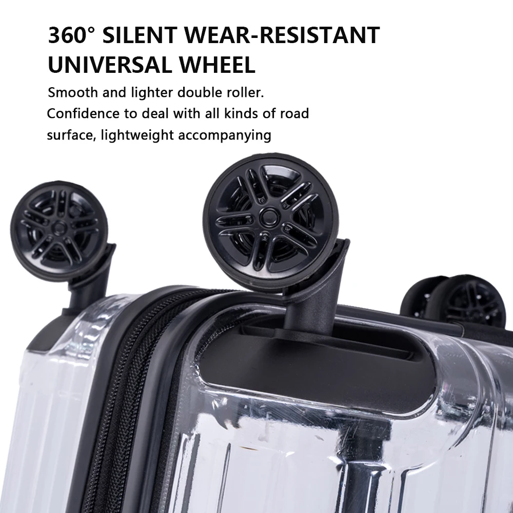 HONGYUE 20 Inch NewDesigns Stylish Personality Transparent Suitcase TSA Customs Lock Silent Universal Wheel Luggage