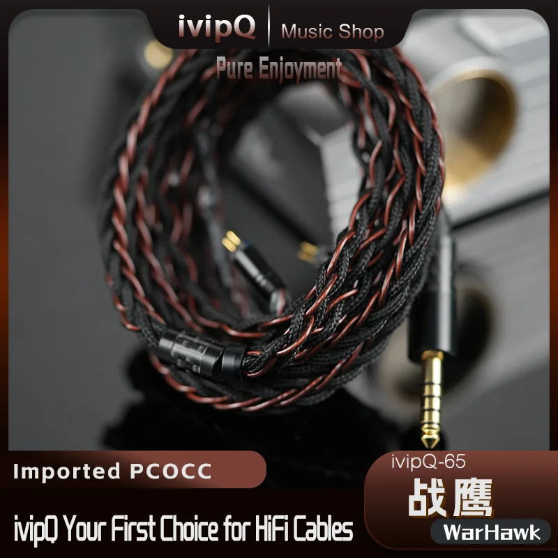 ivipQ-65 الحرب الصقر اليابان المستوردة PCOCC النحاس HiFi سماعة كابل 3.5/4.4 مللي متر 2Pin 0.78/MMCX/HD800 سوبر موصل IEM ترقية سلك