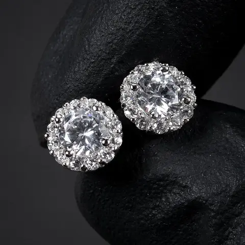 Huitan AA boucles d'oreilles en Zircon cubique pour femmes/hommes boucles d'oreilles de Couple exquises cadeau d'anniversaire fantaisie couleur argent bijoux à la mode