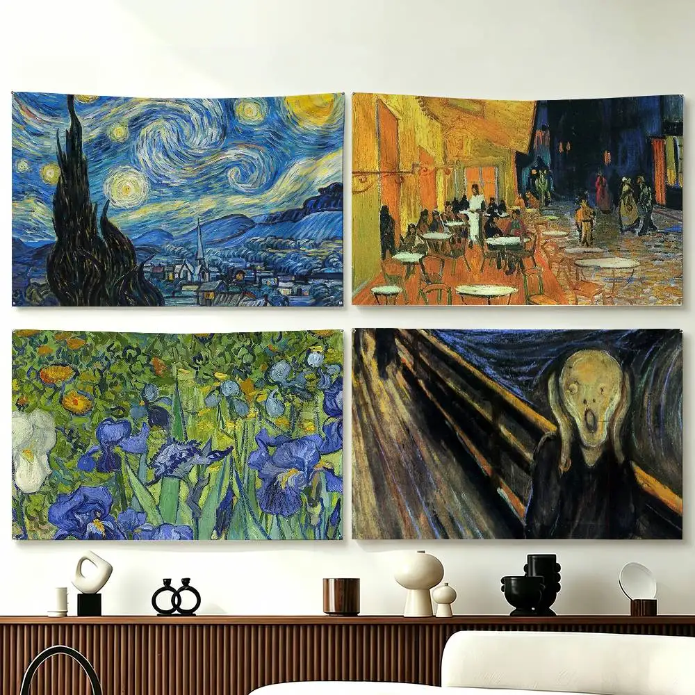 Art V-Van G-Gogh Oil Creative Flags Wall Hanging Tapestry Outdoor Garage Room Decorative flag Background Blanket