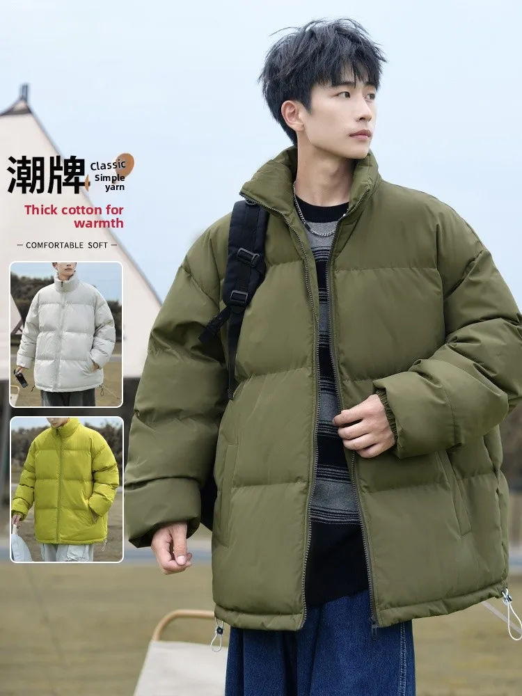 

Теплый хлопковый тюнет, мужское пальто с воротником-стойкой, однотонное пальто на осень-зиму, одинаковое милое пальто из полиэфирного волокна