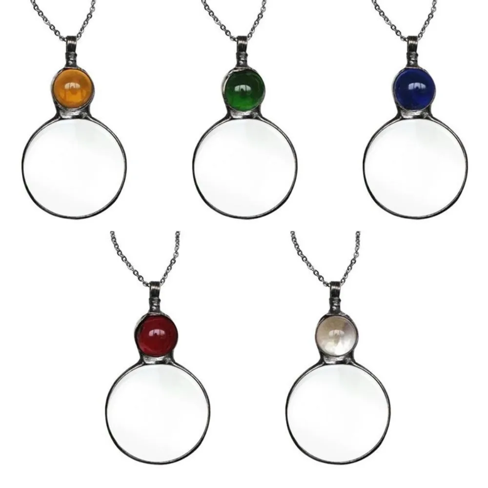 Metal Circular Magnifying Glass Pendant Fashion Reading Amplifier Sweater Chain Pendant Vintage BoHo Style