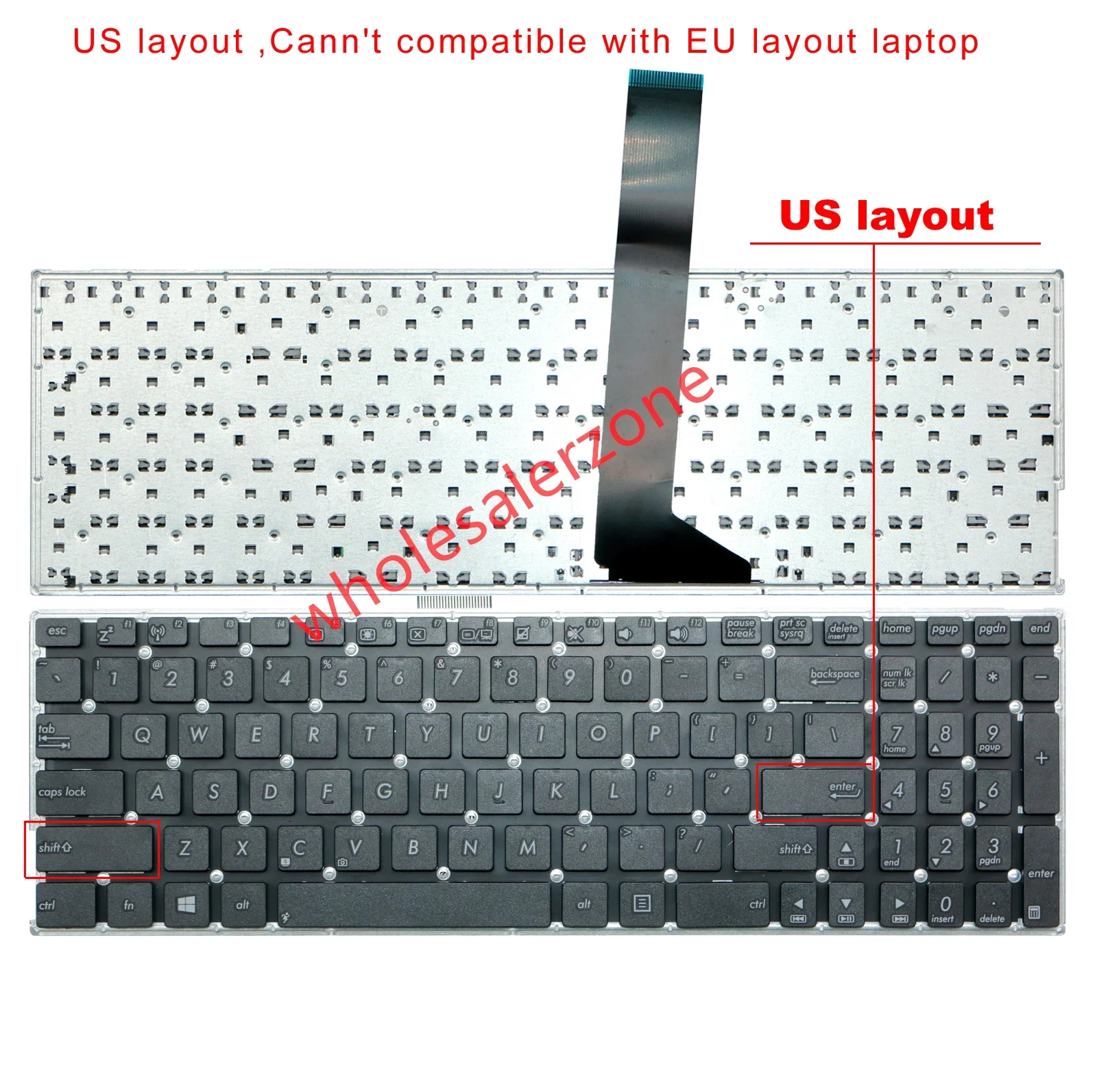 US Keyboard for ASUS X550 X550C X550CA X550CC X550CL X550J K550 K550C K550D K550J K552 K552E F550 F550L F552 Y581 X750 laptop