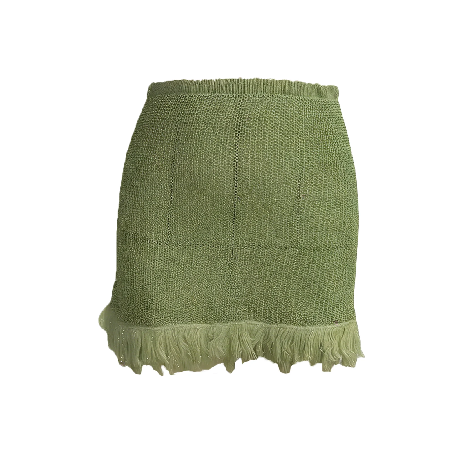 

Женская вязаная юбка-карандаш, летняя модная однотонная мини-юбка с бахромой для выхода в свет