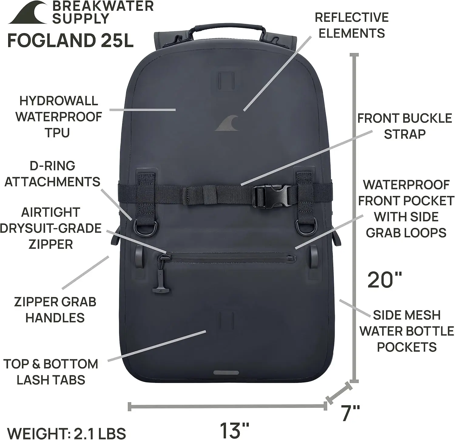 Sac à dos étanche SubSN, sac pour ordinateur portable, fermetures à glissière hermétiques, voyage en plein air, 25L, 20L, 15L, 100%